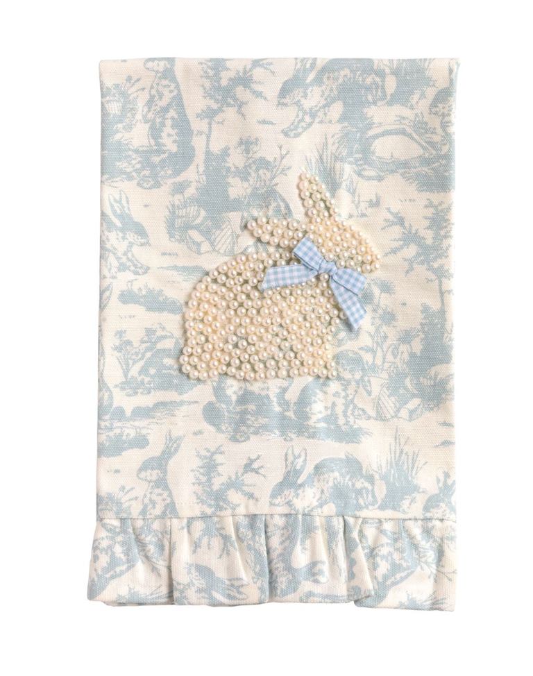 Blue Toile Bunny Pearl Towel