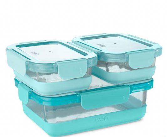 Aqua 3pc Glass Food Storage Set (Large)