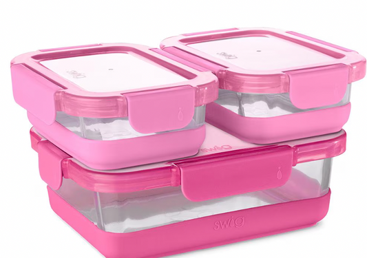 Pink 3pc Glass Food Storage Set (Large)
