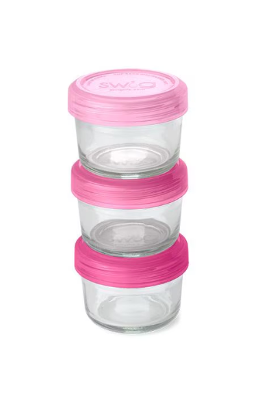 Pink 3pc Glass Food Storage Set (Small)