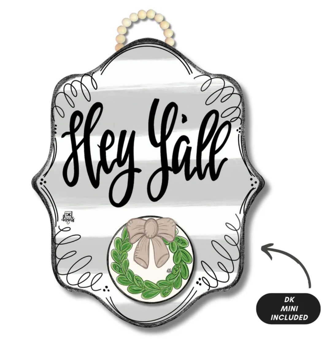 Stripe Bloom "Hey Y'all" Hanger + Mini
