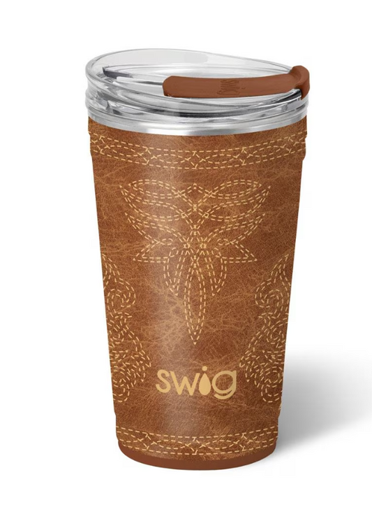 Saddle Stitch Cognac Party Cup 24oz