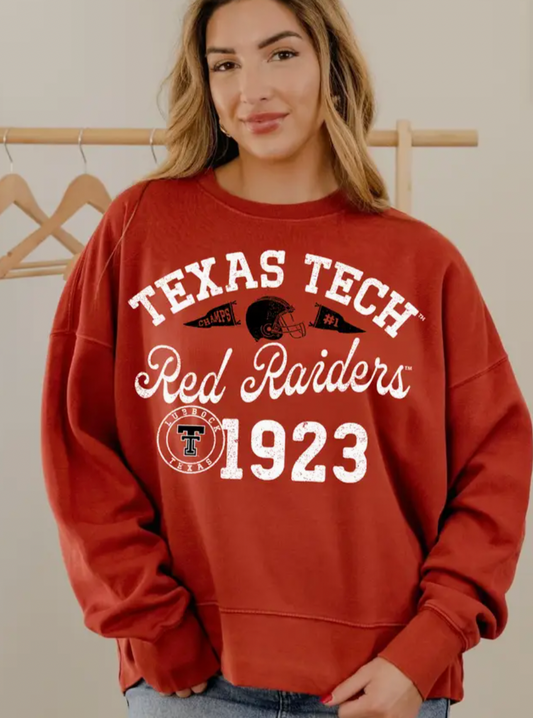Texas Tech Red Raiders Football Icon Red Hi-Dive Sweatshirt