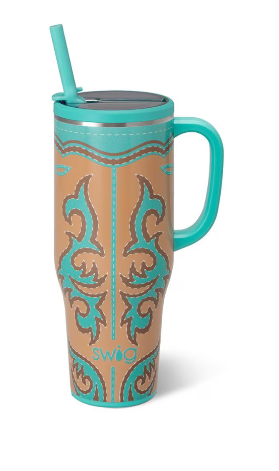 Boot Scootin' Turquoise Mega Mug 40oz