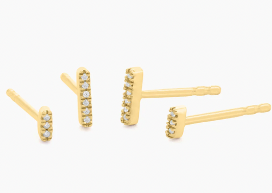 Waterproof Double Bar Stud Earrings
