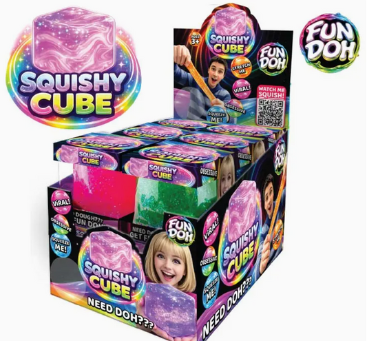 Fun Doh Squish & Squeeze Sparkle Cube Fidget Toy