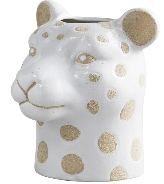 47th & Main Wild Safari Shaped Ceramic Planter Flower Vase for Succulents Small Plants and More, 6" Tall, Leopard