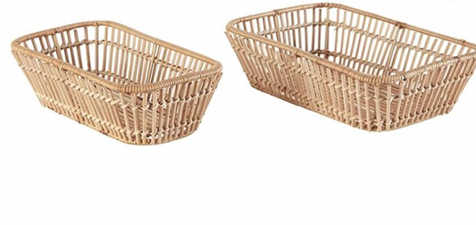 47th & Main Woven Rattan Basket Trays Home Décor for Table