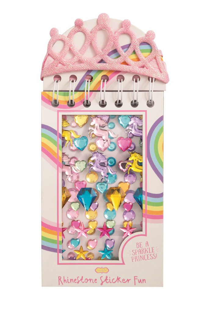 Pink Rhinestone Sticker Book & Crown Set