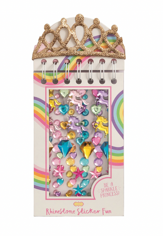 Gold Rhinestone Sticker Book & Crown Set