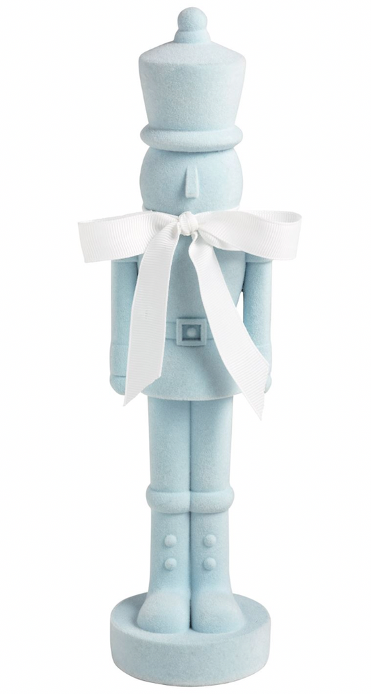 Blue Flocked Nutcracker Sitter