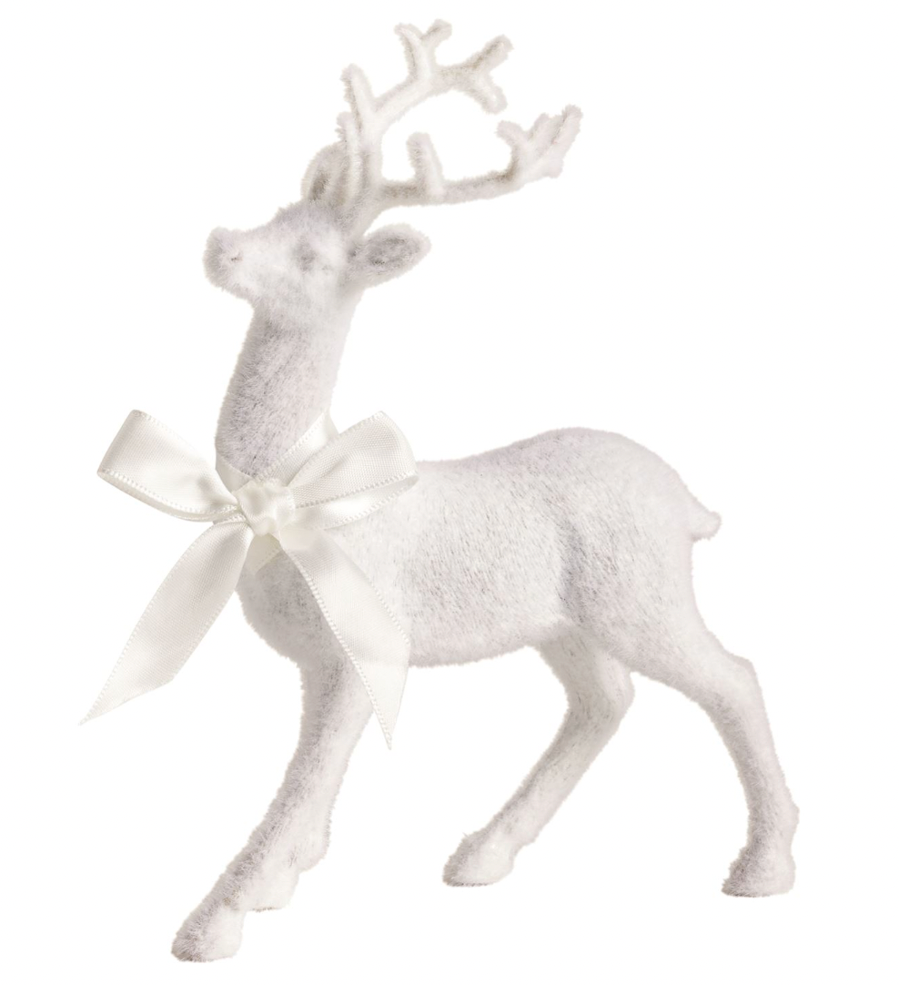Small White Flocked Reindeer