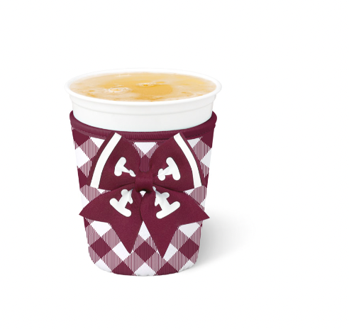 Gameday Gingham Maroon Iced Cup Coolie (Small)