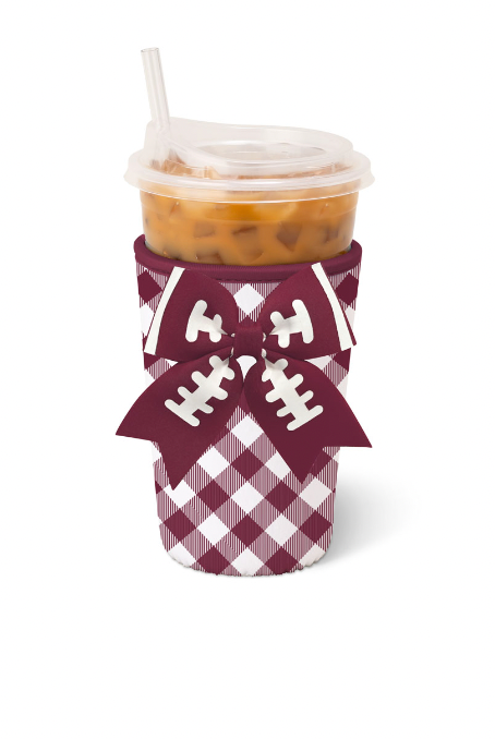 Gameday Gingham Maroon Iced Cup Coolie (Medium)