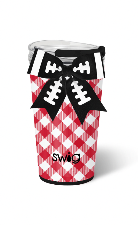 Gameday Gingham Red + Black Party Cup 24oz