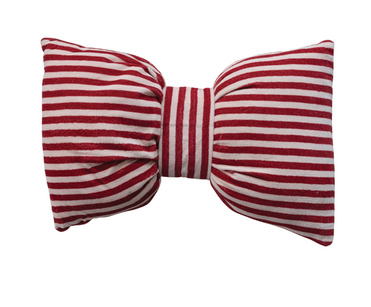 Cotton Velvet Bow Shaped Striped Lumbar Pillow