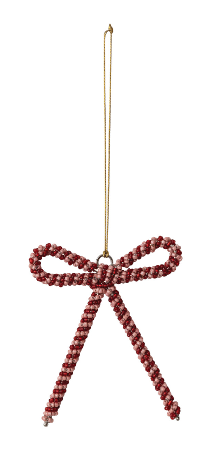 Glass Beaded Metal Bow Ornament