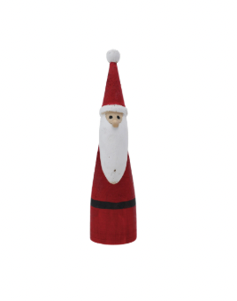 2" Round x 8"H Paulownia Wood Santa, Red & White