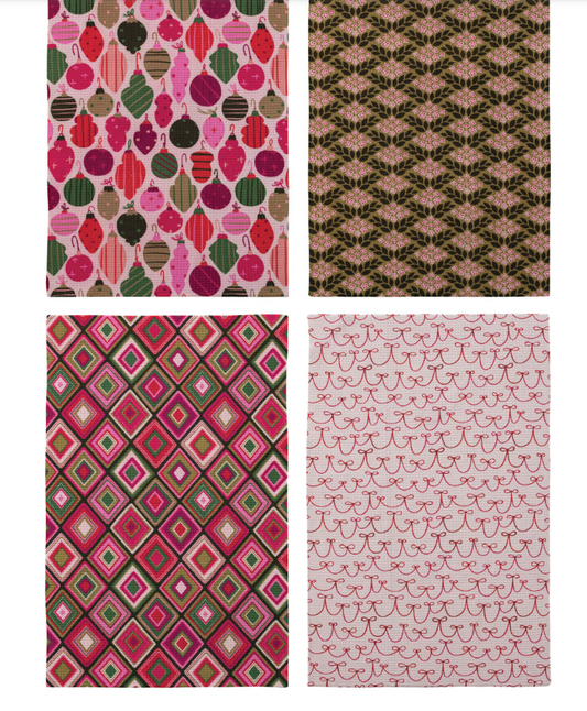 Woven Printed Microfibre Tea Towel with Holiday Pattern