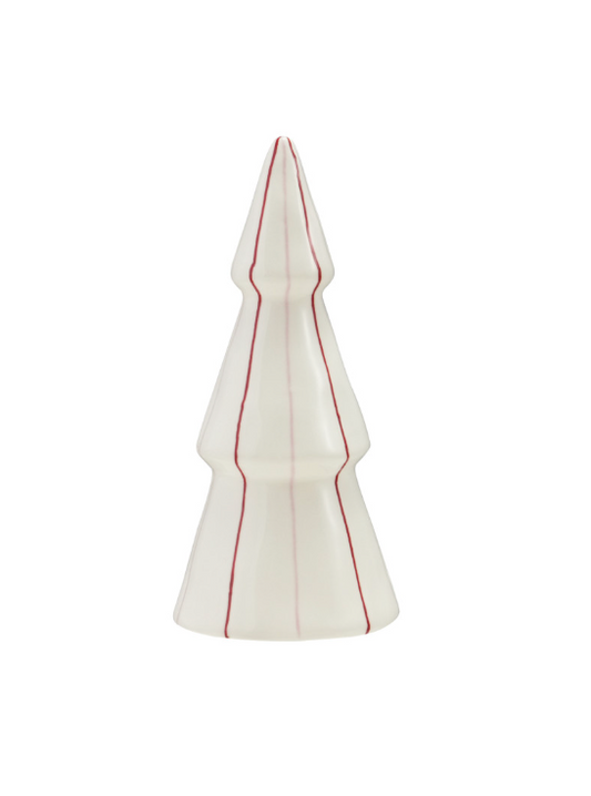 Hand-Painted Stoneware Striped Tree, White