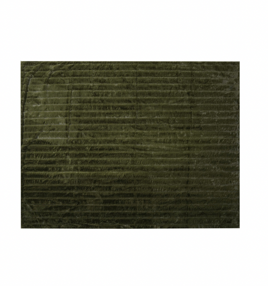 Faux Fur Ribbed Throw with Velvet Back, Green