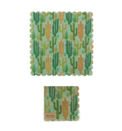 Paper Scalloped Napkins with Cacti Pattern (Contains 50 Folded Pieces) ©