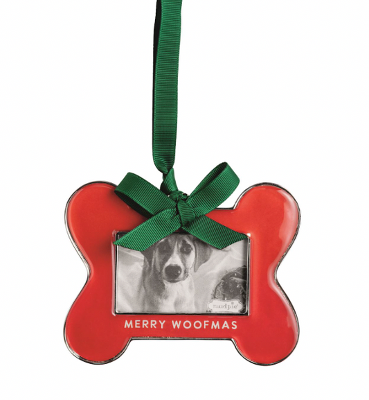 Merry Woofmas Bone Frame Ornament