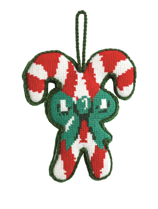 Candy Cane Needlepoint Ornament