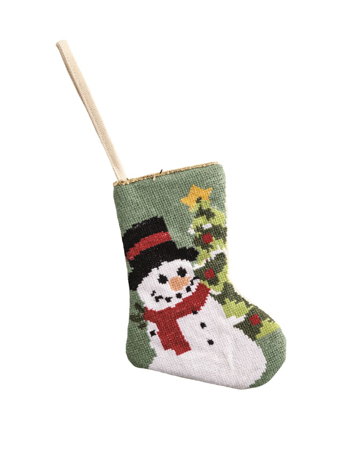 Snowman Mini Needlepoint Stocking