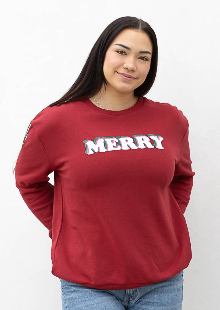 Merry Sweatshirt Red/White