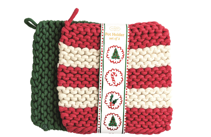 Red Stripe Pot Holder Set
