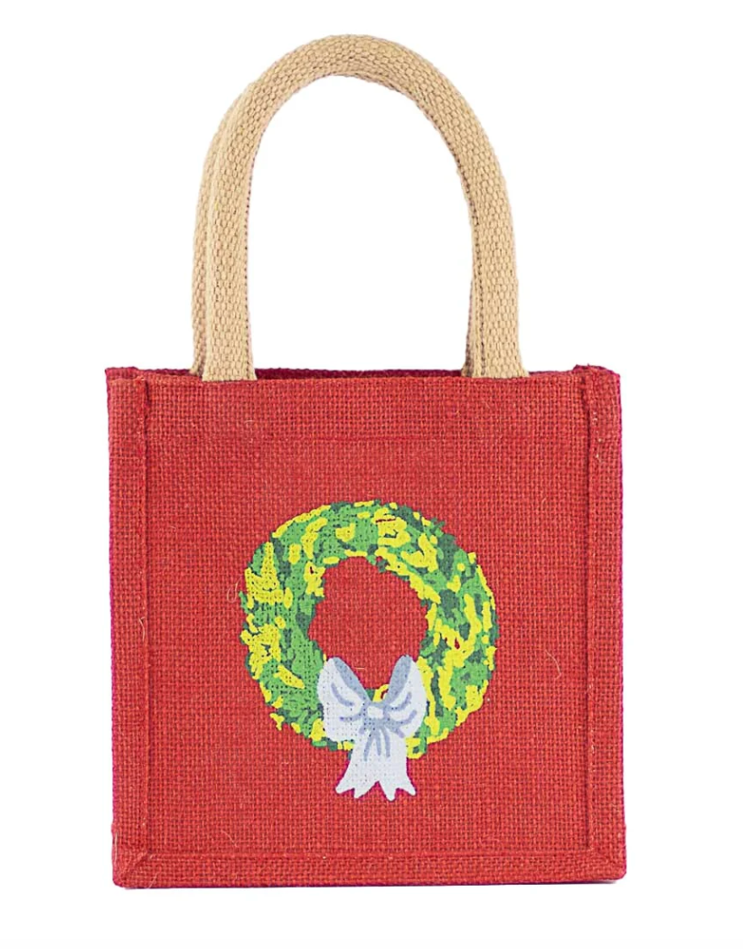 Wreath Petite Gift Tote Red/Green/Ice