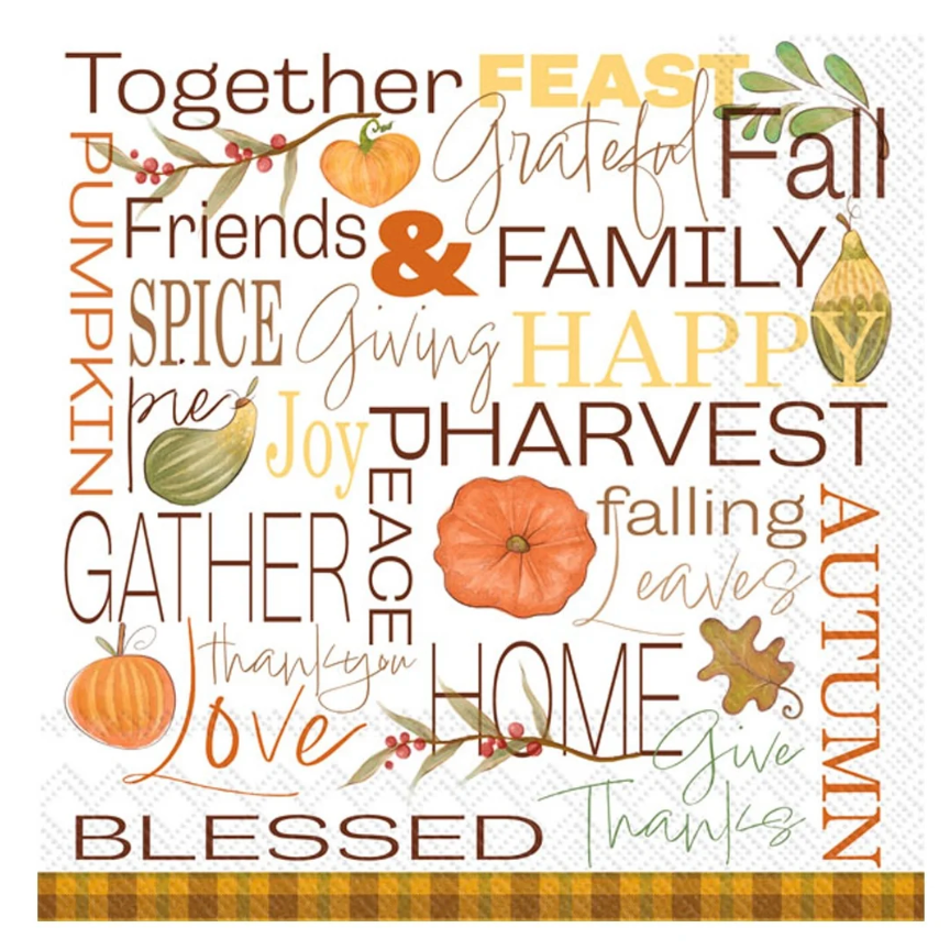 Fall Words Cocktail Napkins