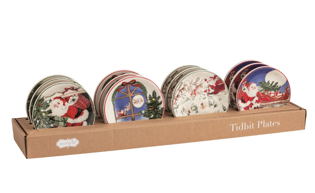 Santa Scene Tidbit Plates