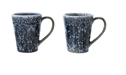 14 oz. Debossed Stoneware Mug, 2 Styles (Each Will Vary)