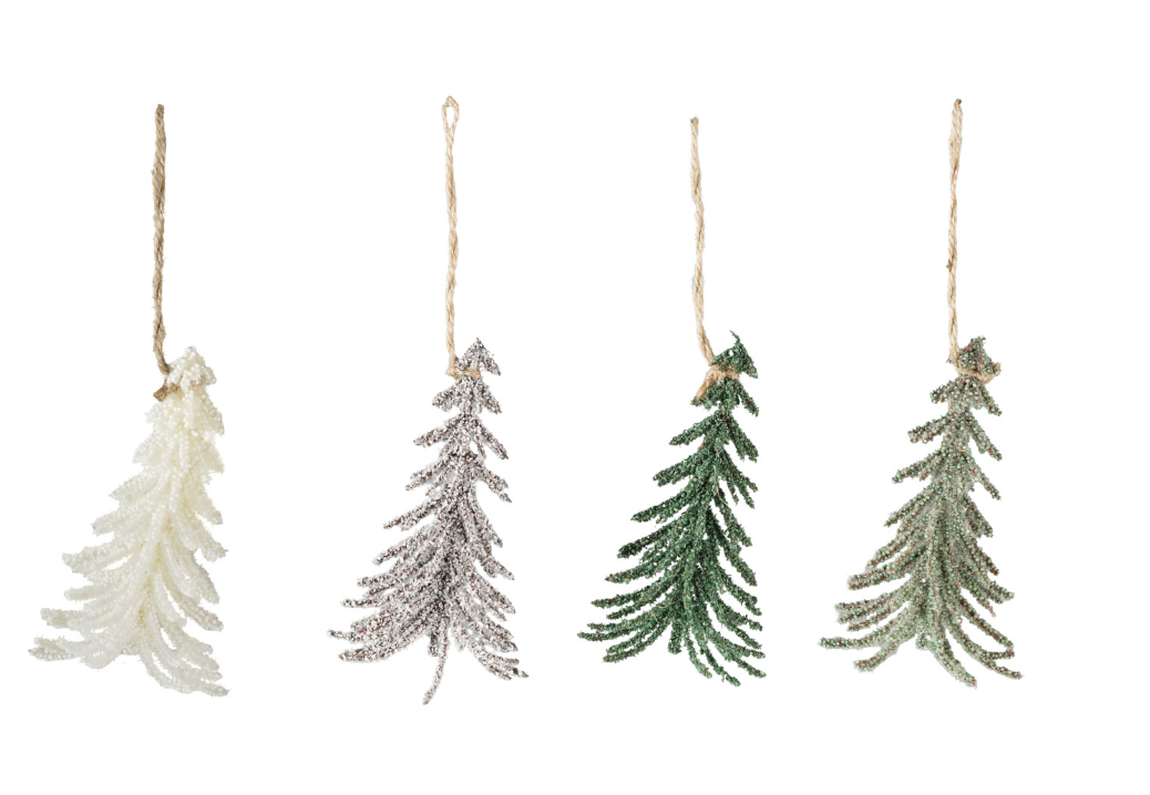 Plastic Tree Ornament with Glitter, 4 Colors