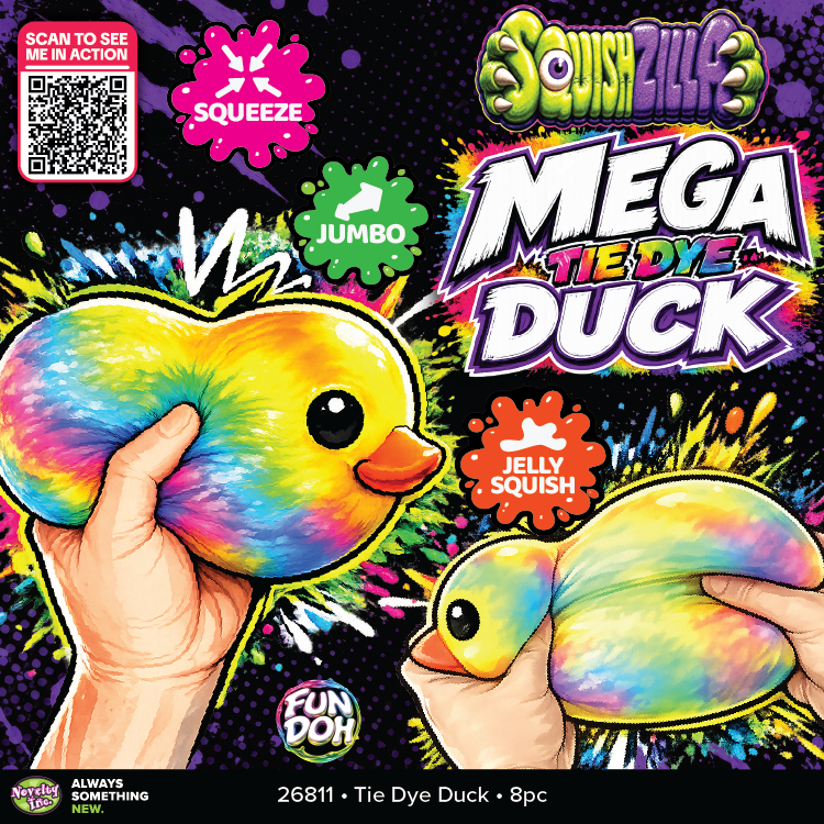 Fun Doh MEGA 5" Squishy Tie Dye Duck Toy Variety - 8/Display: Wholesale Price