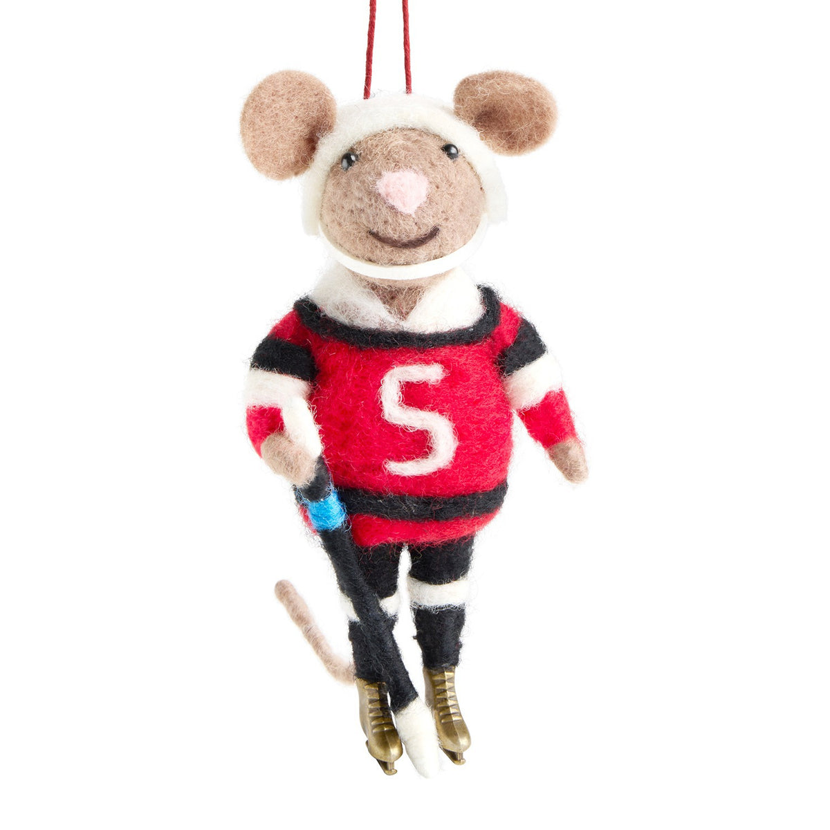 Hockey Player Mouse Ornament - 5in