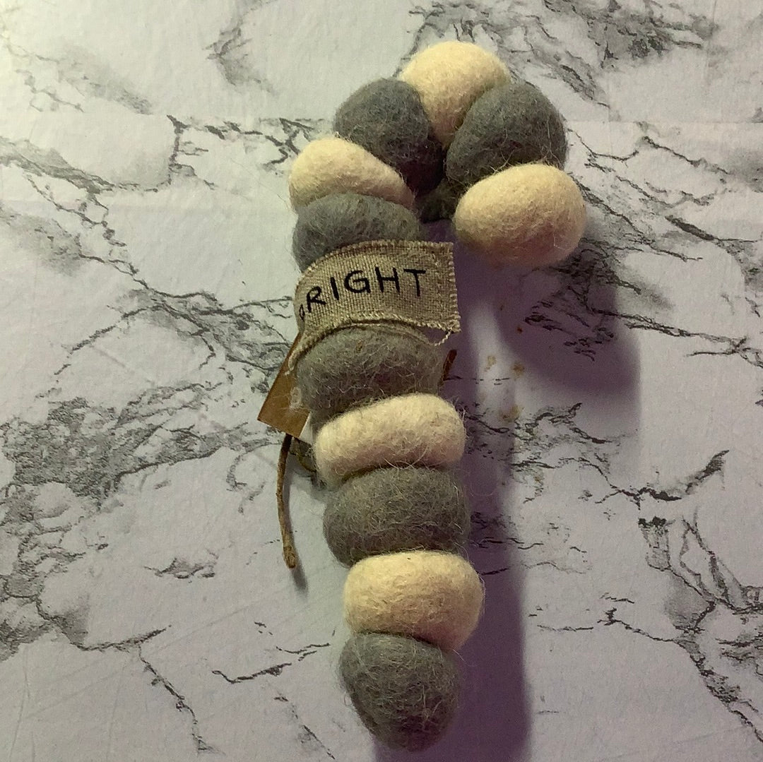 BRIGHT CANE FELT ORNAMENT