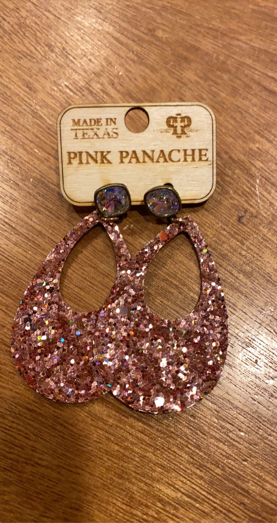 Pink Teardrop Stud and Glitter Earring