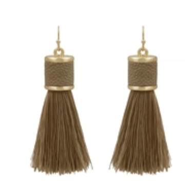 Leather with Fabric Tassel 2" Earring