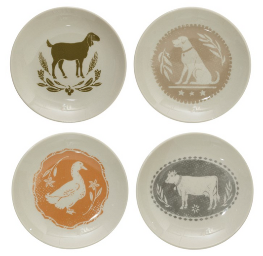 Stoneware Plate with Farm Animal