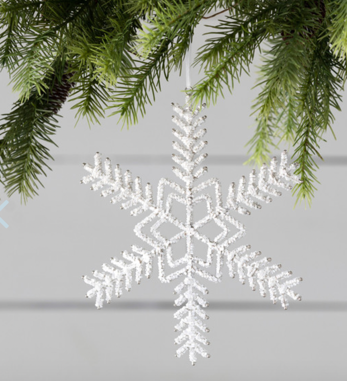 Pearl Beaded Snowflake Ornament