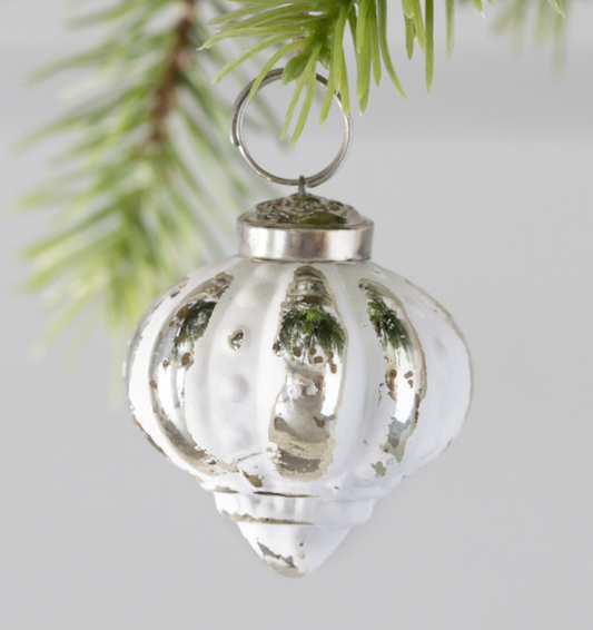 Cottage White Onion Glass Ornament