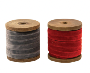 Velvet Ribbon on Wood Spool, 2 Colors