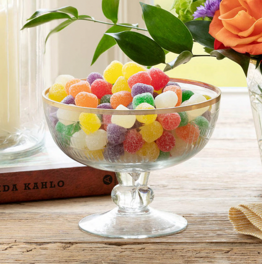 Cut Glass Footed Bowl with Gold Plated Rim