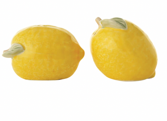 Stoneware Lemon Salt and Pepper Shakers, Set of 2