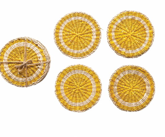 Hand-Woven Seagrass Coasters, Set of 4