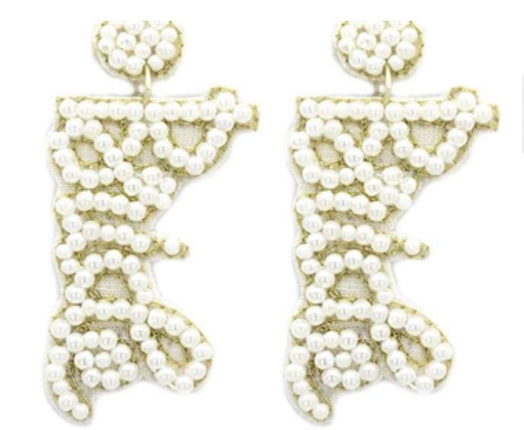 Seed Bead Pearl Bride 2" Earring