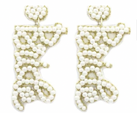 Seed Bead Pearl Bride 2" Earring